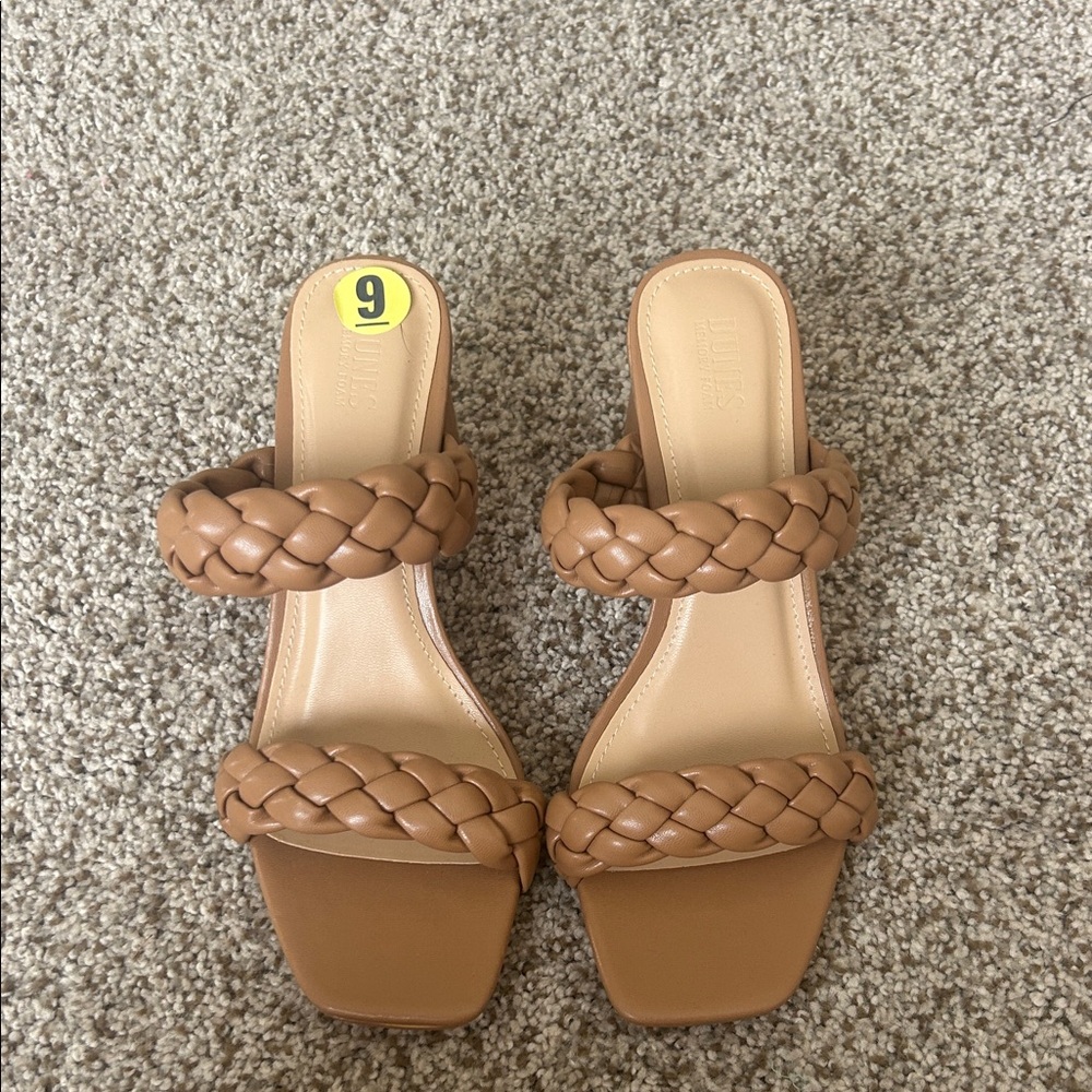 Elegant Tan Braided Heels